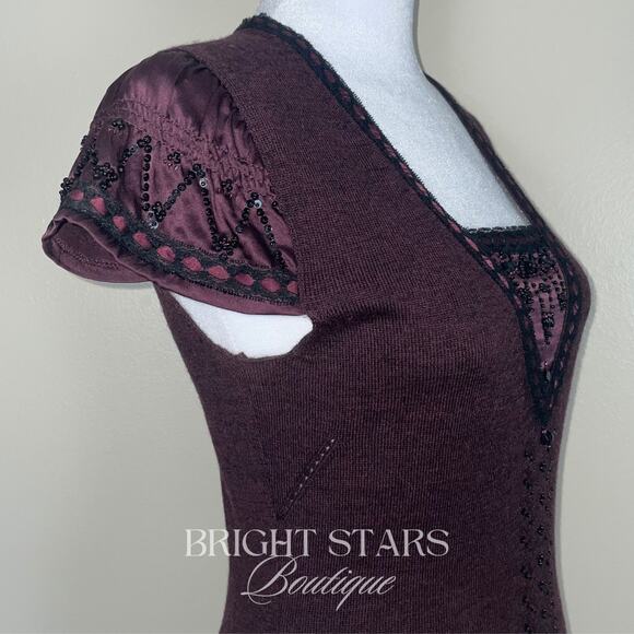 Extremely Rare Vintage Purple Beaded Wool Silk Top ASO Lorelai Gilmore Girls Y2K - Picture 10 of 10